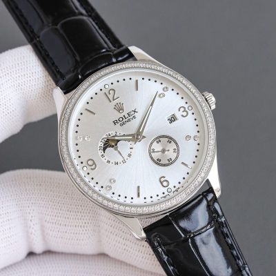 Rolex Geneve Cellini 28S-63 Movement 41mm 904L Steel Blue/White Face Watch